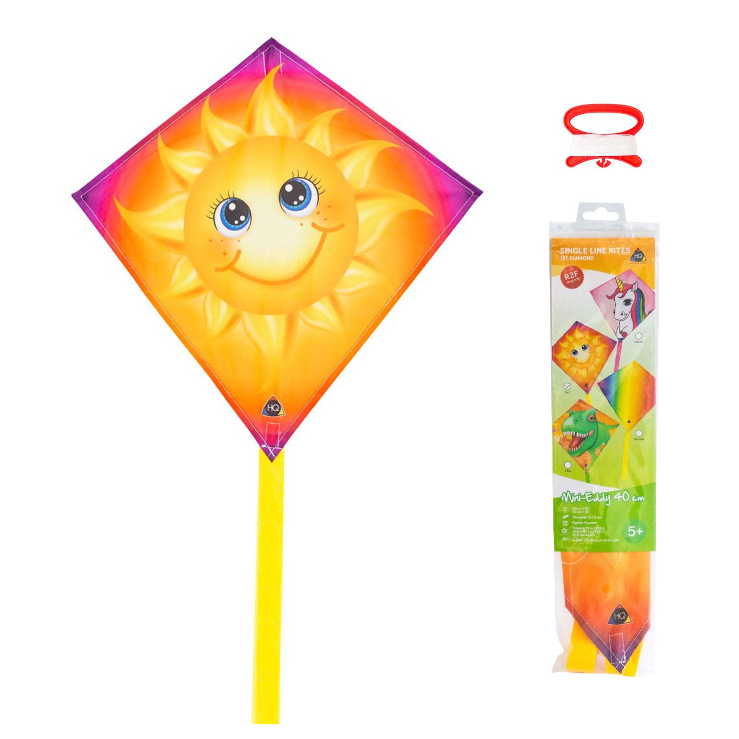 Kinderdrachen HQ Mini Eddy | kleiner Kinderdrache 40 cm flugfertig montiert | Drachen für Kleinkinder