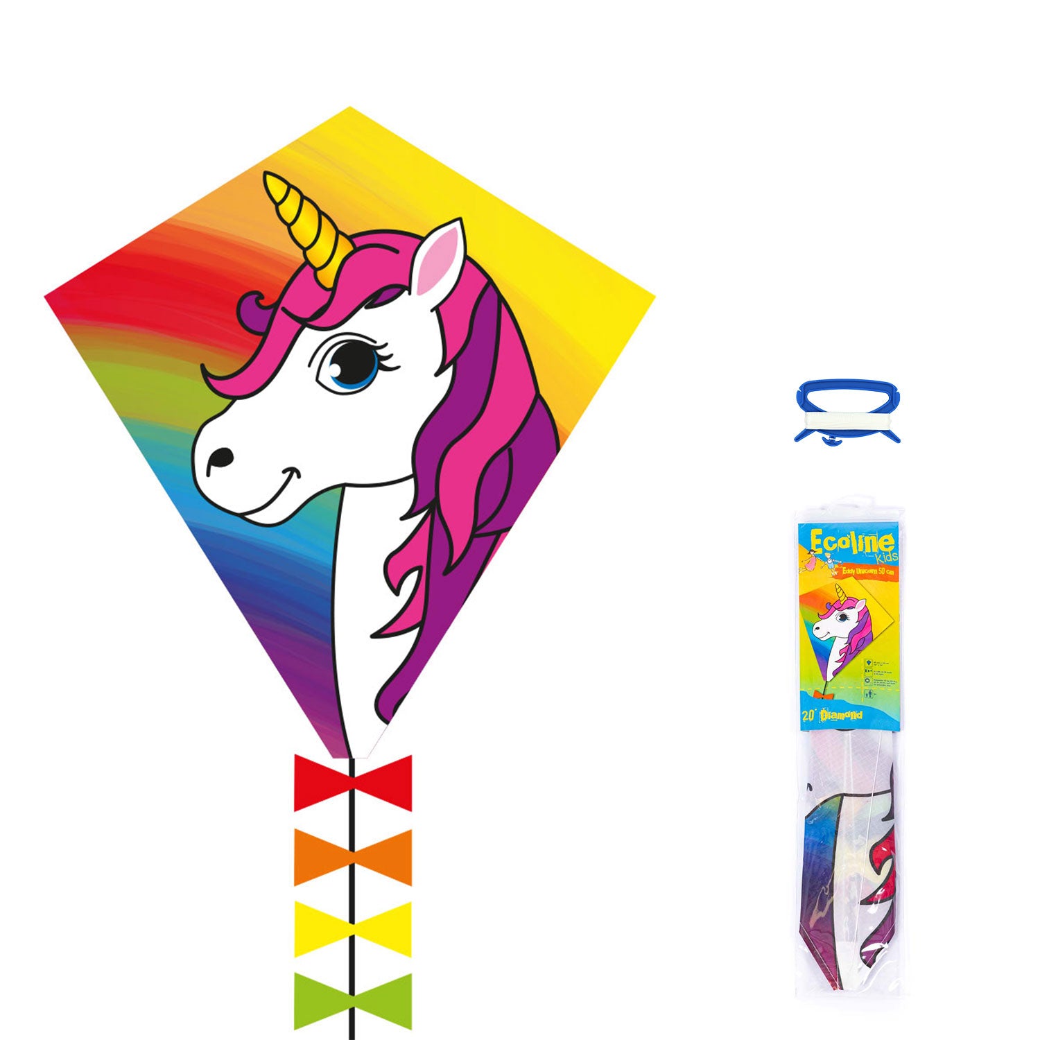 Kinderdrachen HQ Eddy Ecoline | kleiner Kinderdrache 50 cm flugfertig montiert | Drachen für Kleinkinder