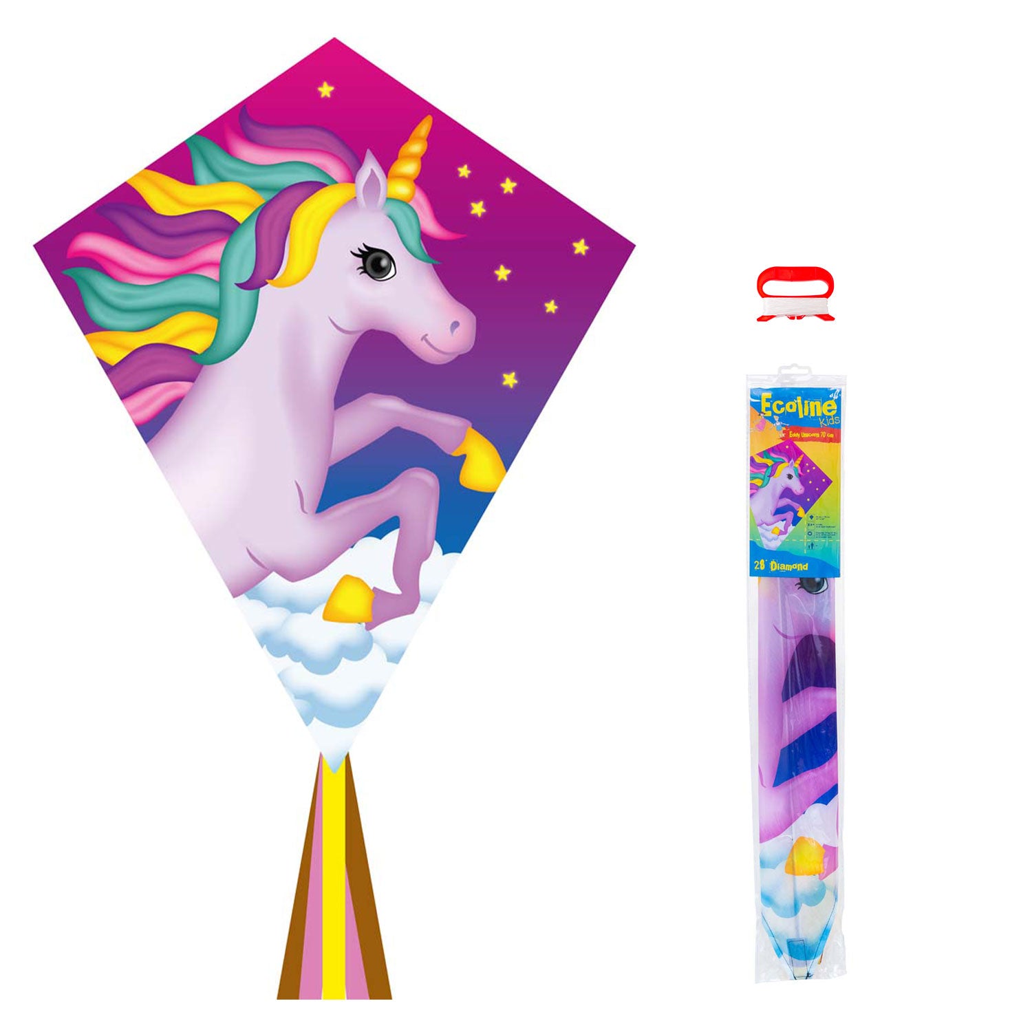 Kinderdrachen HQ Eddy Ecoline | Kinderdrache 70 cm flugfertig montiert | Flug Drachen für Kinder