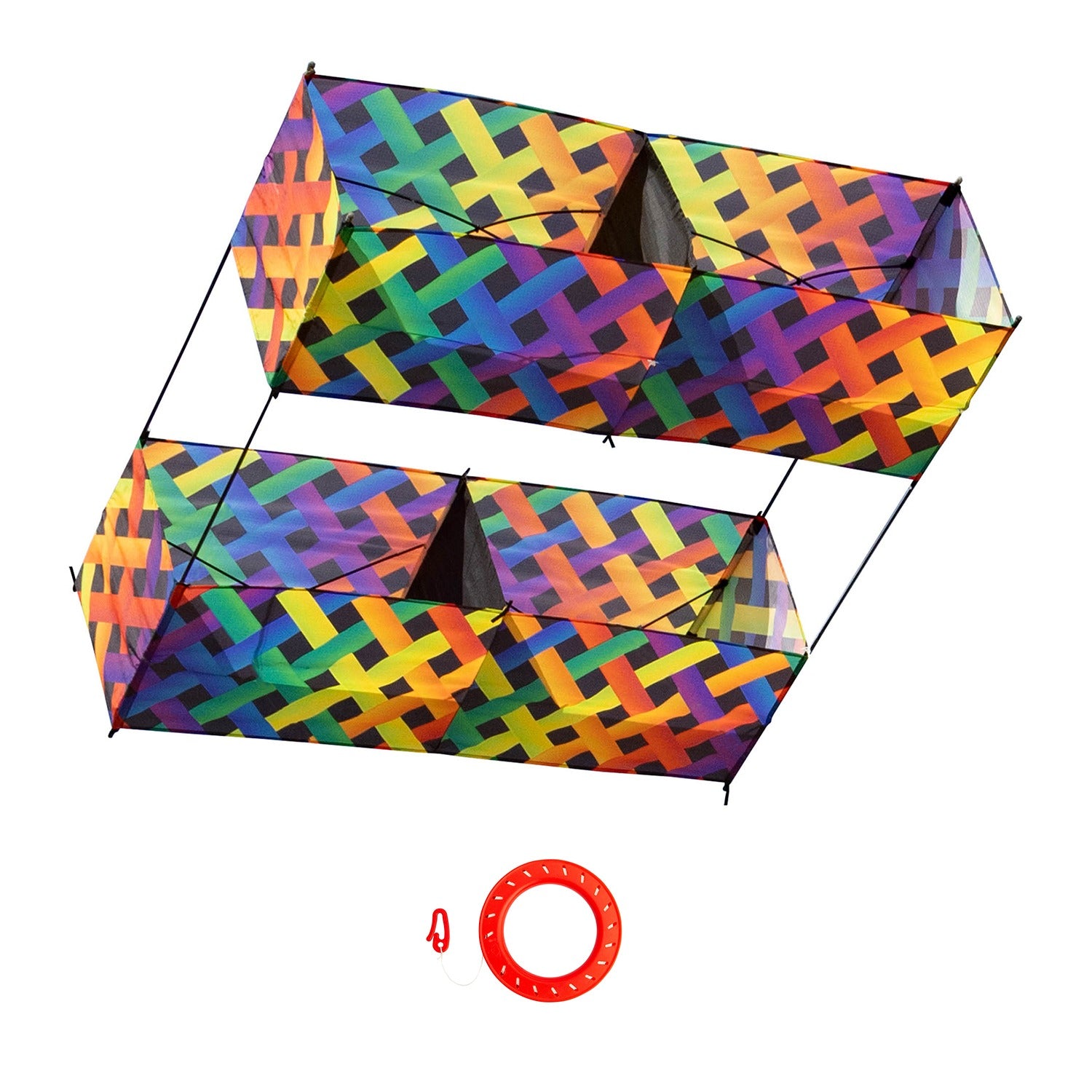 Kastendrachen Einleiner Drachen HQ Hargrave Box Kite Rainbow Mesh Flugdrachen