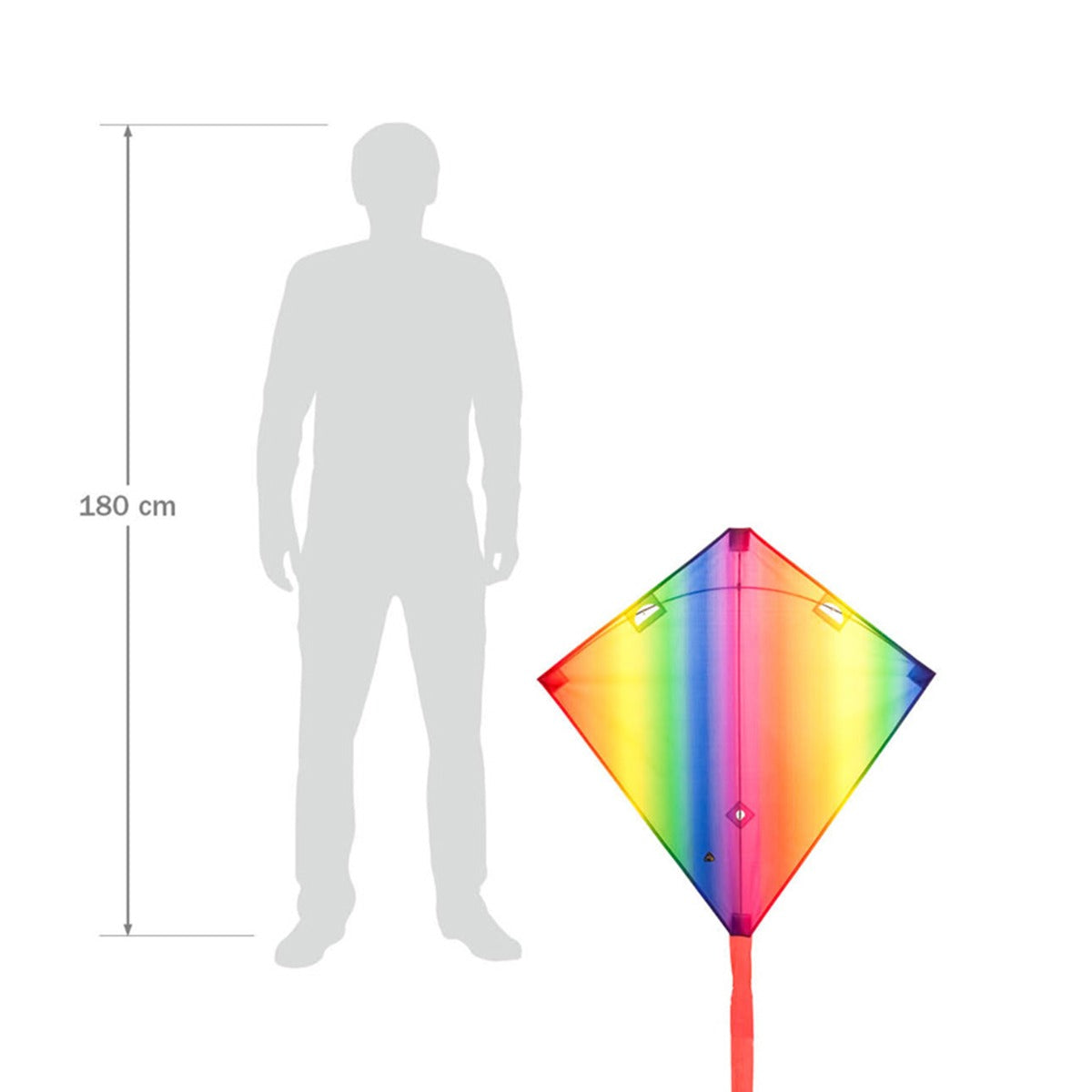 HQ Kinderdrachen Zweileiner Lenkdrachen HQ Dancer Rainbow II Expansion Kite inkl. 15 m Drachenschwanz Flugdrache