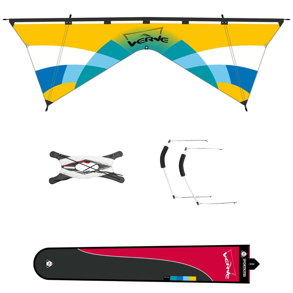 HQ Vierleiner Lenkdrachen HQ Verve Aqua 252 cm Drachen Quad Flugdrachen