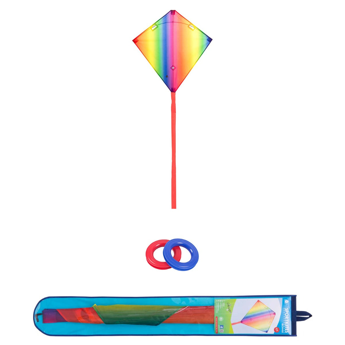 HQ Kinderdrachen Zweileiner Lenkdrachen HQ Dancer Rainbow II inkl. 15 m Drachenschwanz Flugdrache