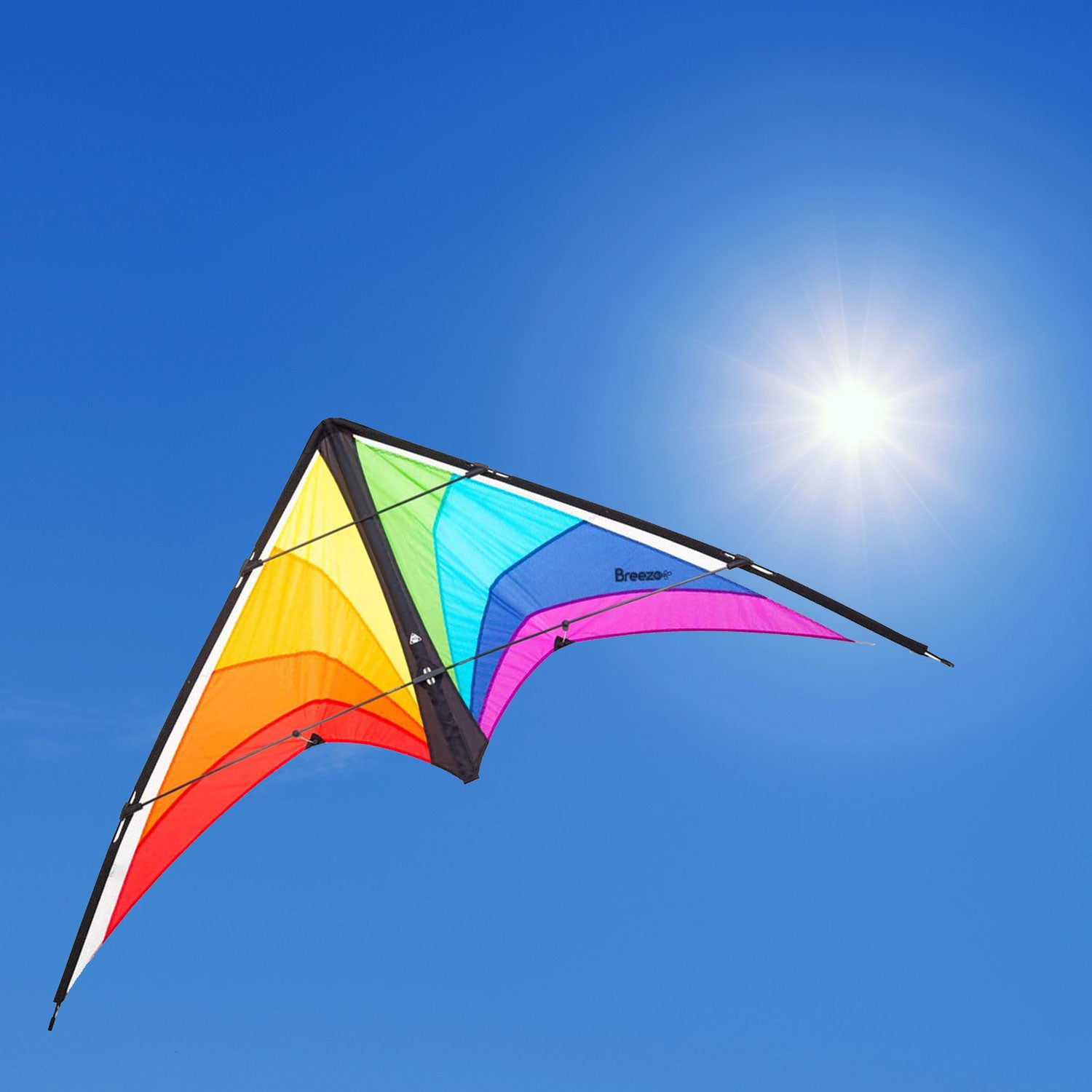 HQ Kinderdrachen Zweileiner Lenkdrachen HQ Breezo Rainbow R2F 170 cm