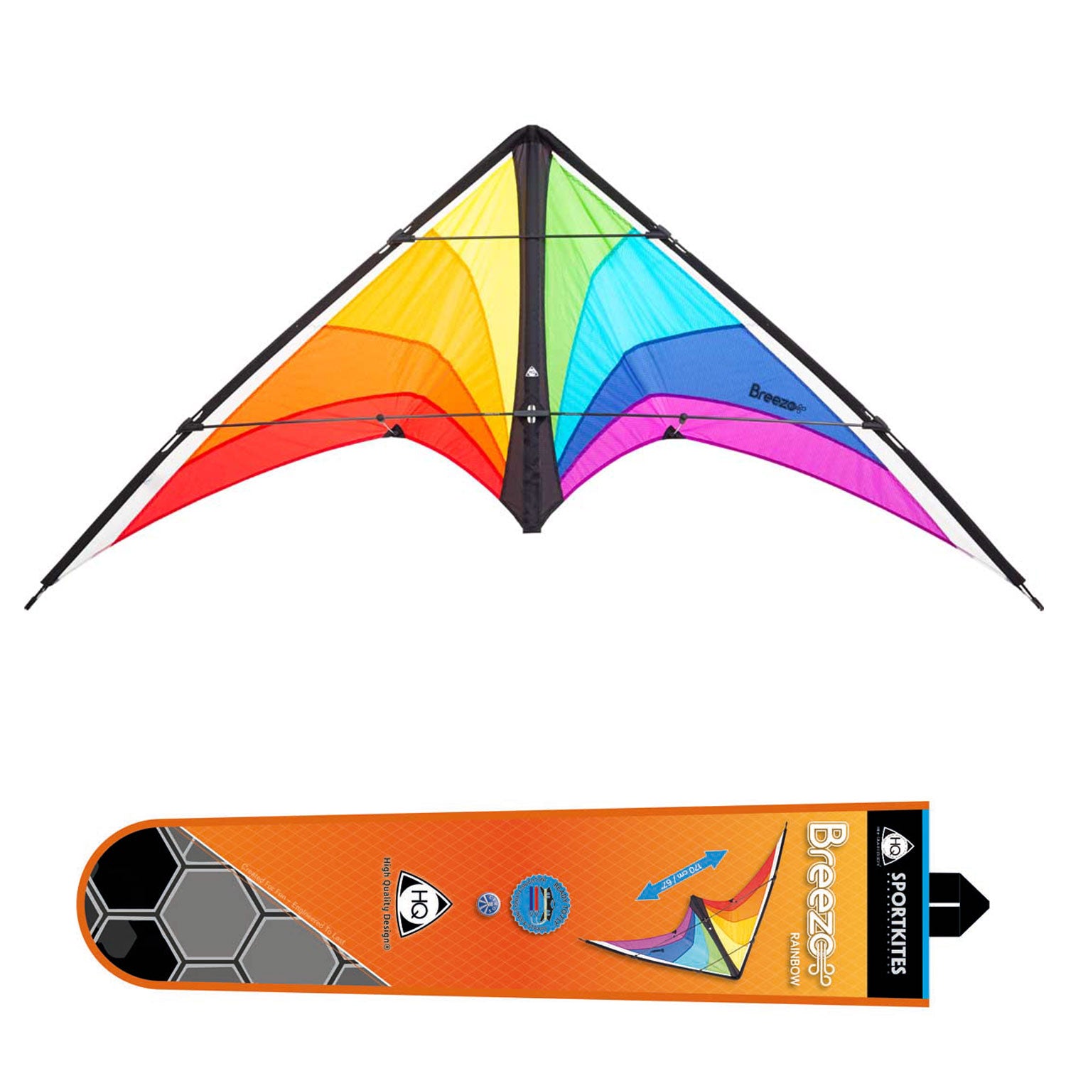 HQ Kinderdrachen Zweileiner Lenkdrachen HQ Breezo Rainbow R2F 170 cm