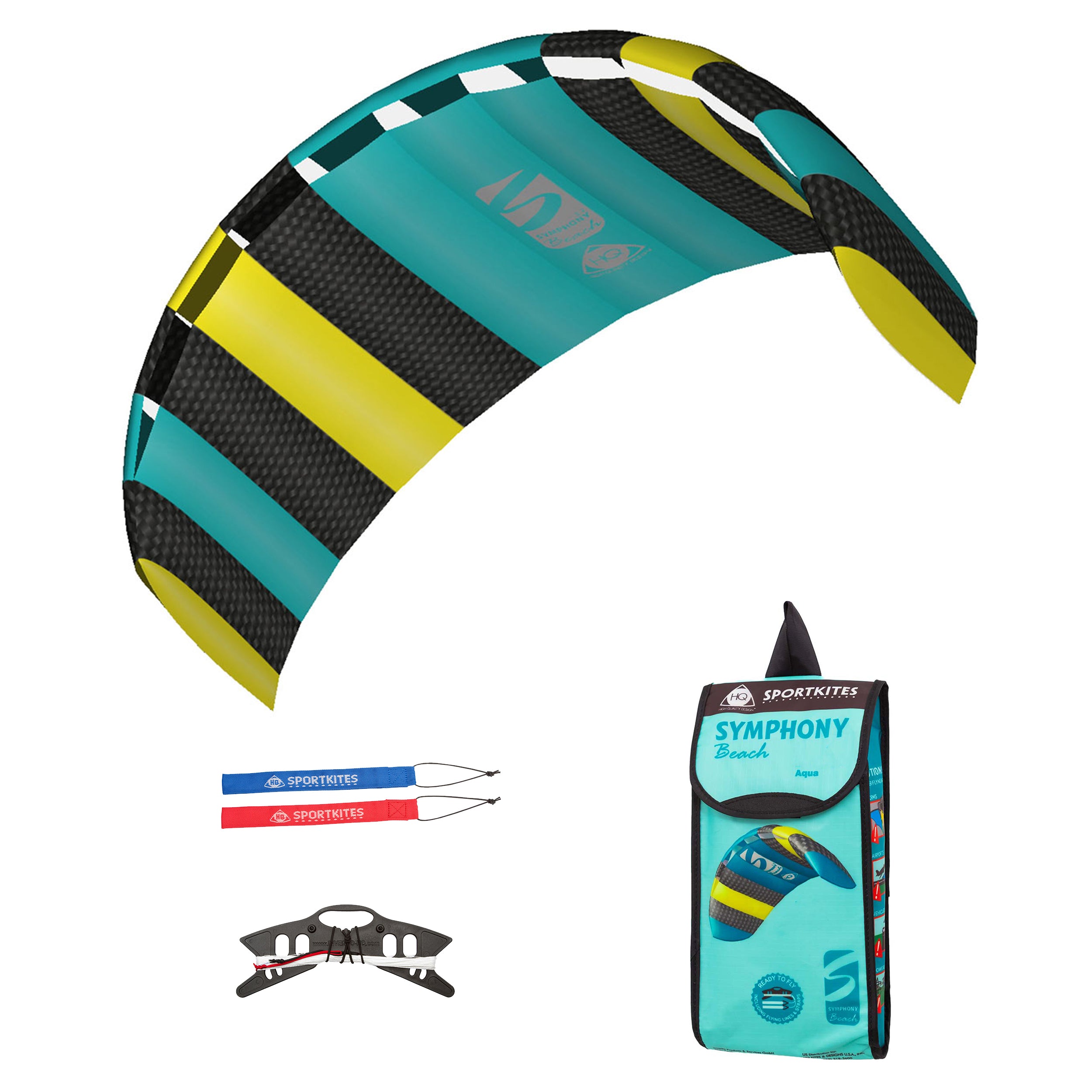 HQ Lenkmatte HQ Symphony Beach III 2.2 Aqua Ready to Fly Lenkmatte 2 Leiner Kite Matte