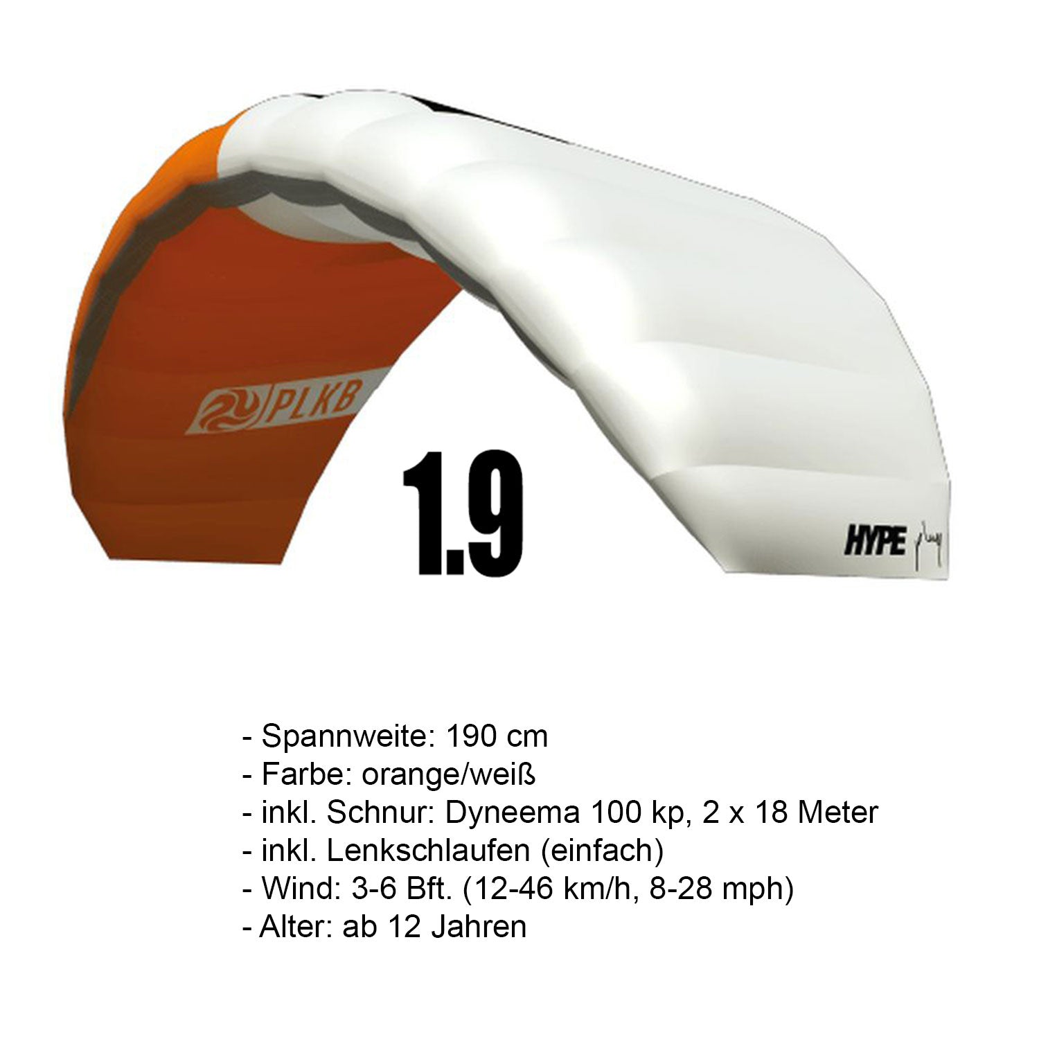 PLKB Hype Play Complete | Lenkmatte 2 Leiner Lenkdrachen Matte R2F Powerkite | von Peter Lynn Kites