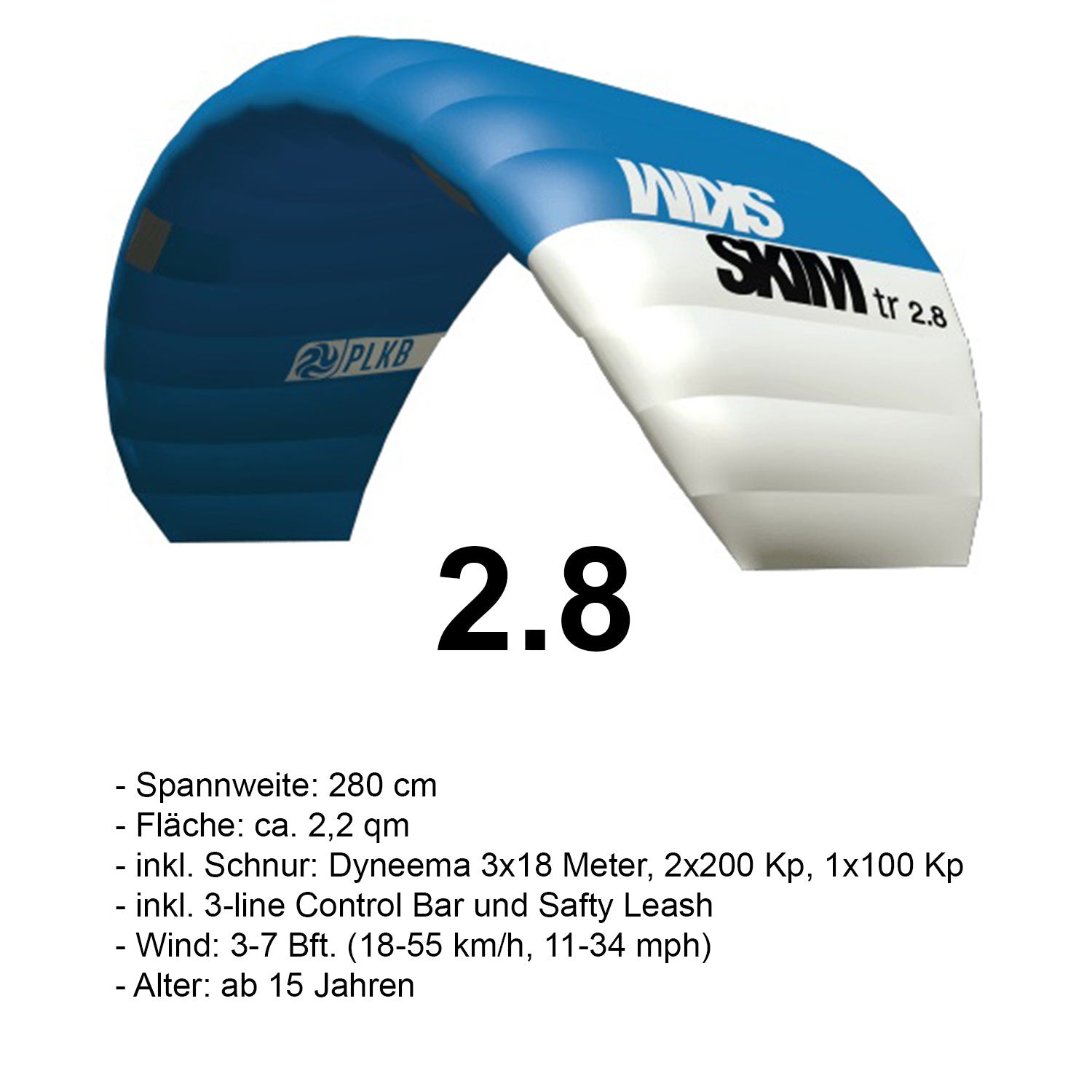 PLKB Skim TR Trainer Kite | Lenkmatte 3 Leiner mit Bar und Kite Killer Lenkdrachen Matte R2F Powerkite | von Peter Lynn Kites