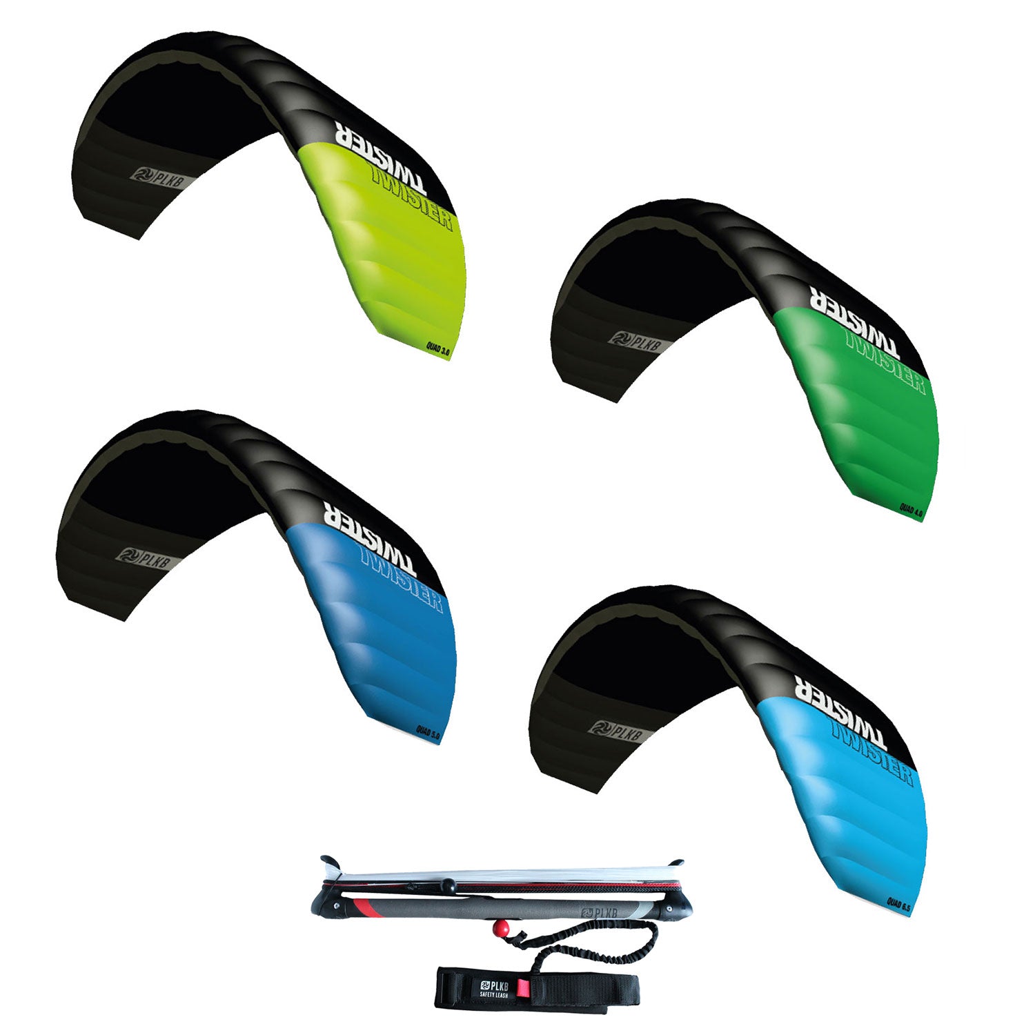 PLKB Twister Lenkmatte 4 Leiner | 4 Leinen Lenkdrachen mit Controlbar und Kite Killer Powerkite flugfertig | verschiedene Größen