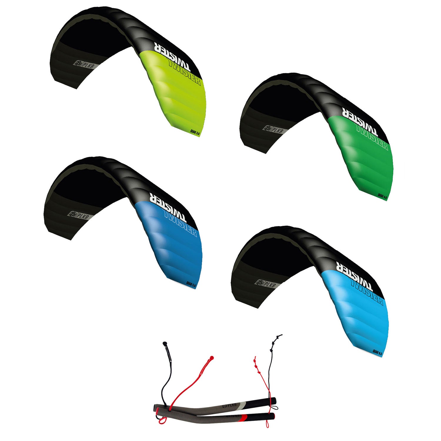 PLKB Twister Lenkmatte 4 Leiner | 4 Leinen Lenkdrachen mit Handles und Kite Killer Powerkite flugfertig | verschiedene Größen