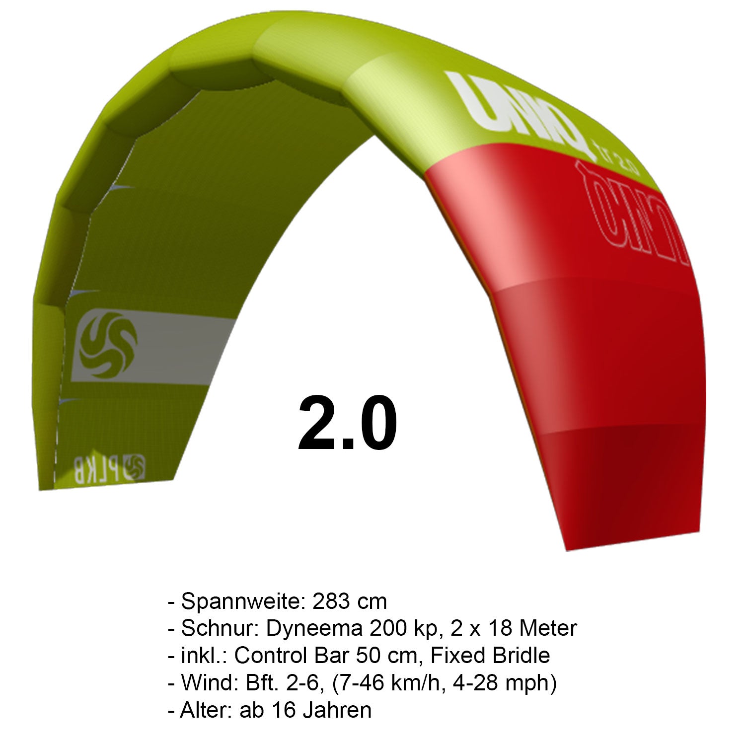 PLKB Uniq TR Trainer Kite | Lenkmatte 2 Leiner mit Bar und Single Skin Lenkdrachen Matte R2F | von Peter Lynn Kites