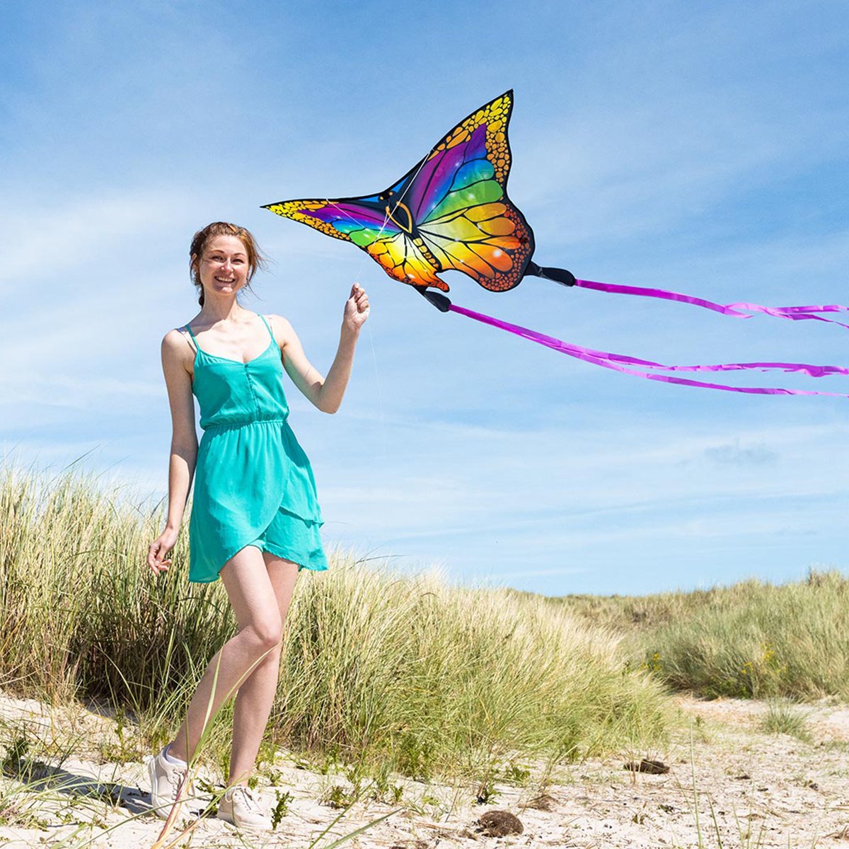 HQ Kinderdrachen Einleiner Drachen HQ Butterfly Kite Rainbow Schmetterling Flugdrache