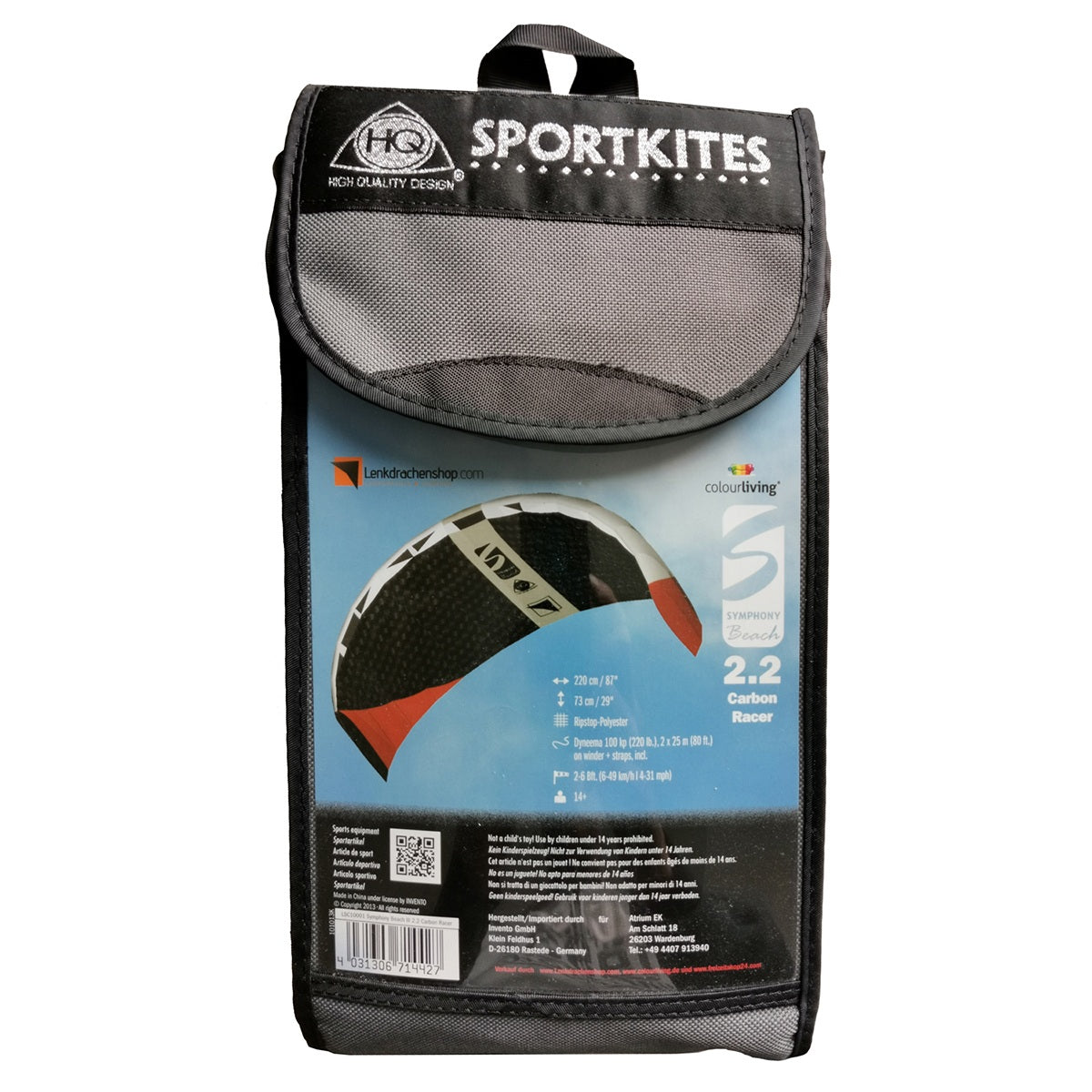 HQ Lenkmatte HQ Symphony Beach III 2.2 Carbon Racer Ready to Fly Lenkmatte 2 Leiner Kite Matte