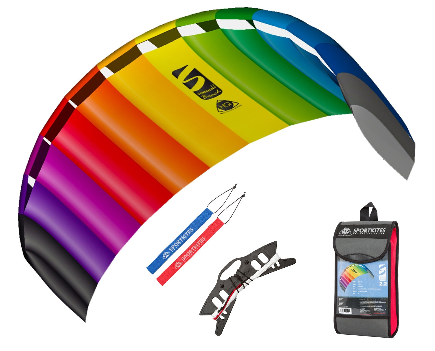 HQ Lenkmatte HQ Symphony Beach III 2.2 Rainbow Ready to Fly Lenkmatte 2 Leiner Kite Matte