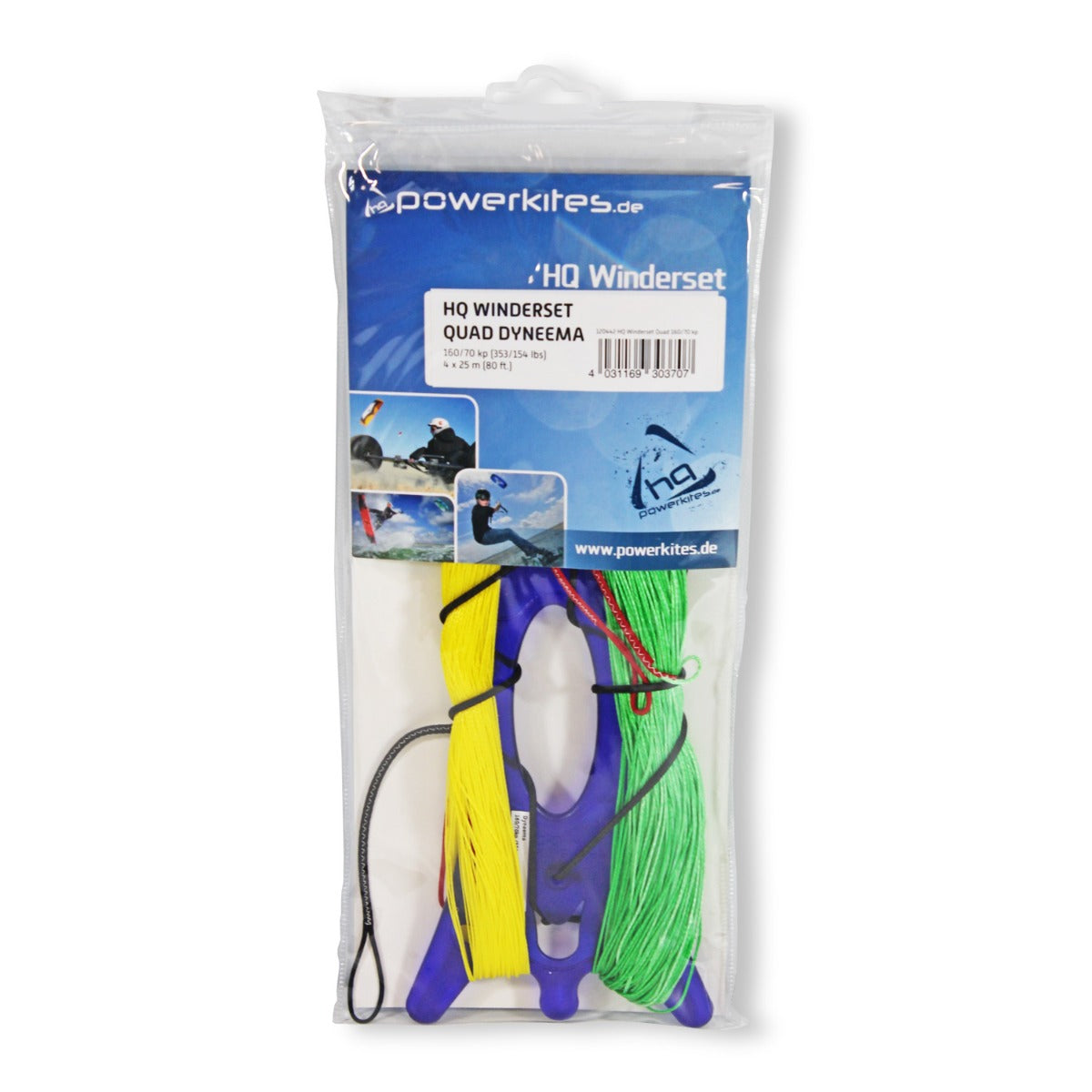 HQ Drachenleine Drachenschnur HQ Winder Set Quad Liros Dyneema 160 / 70 kp, 4 x 25 m für Vierleiner Drachen