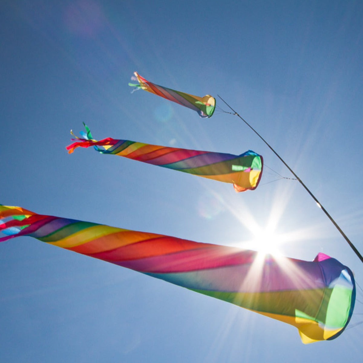 HQ Windspiel Turbine HQ Windturbine 60 cm Rainbow Windsack Leinenschmuck Windfahne