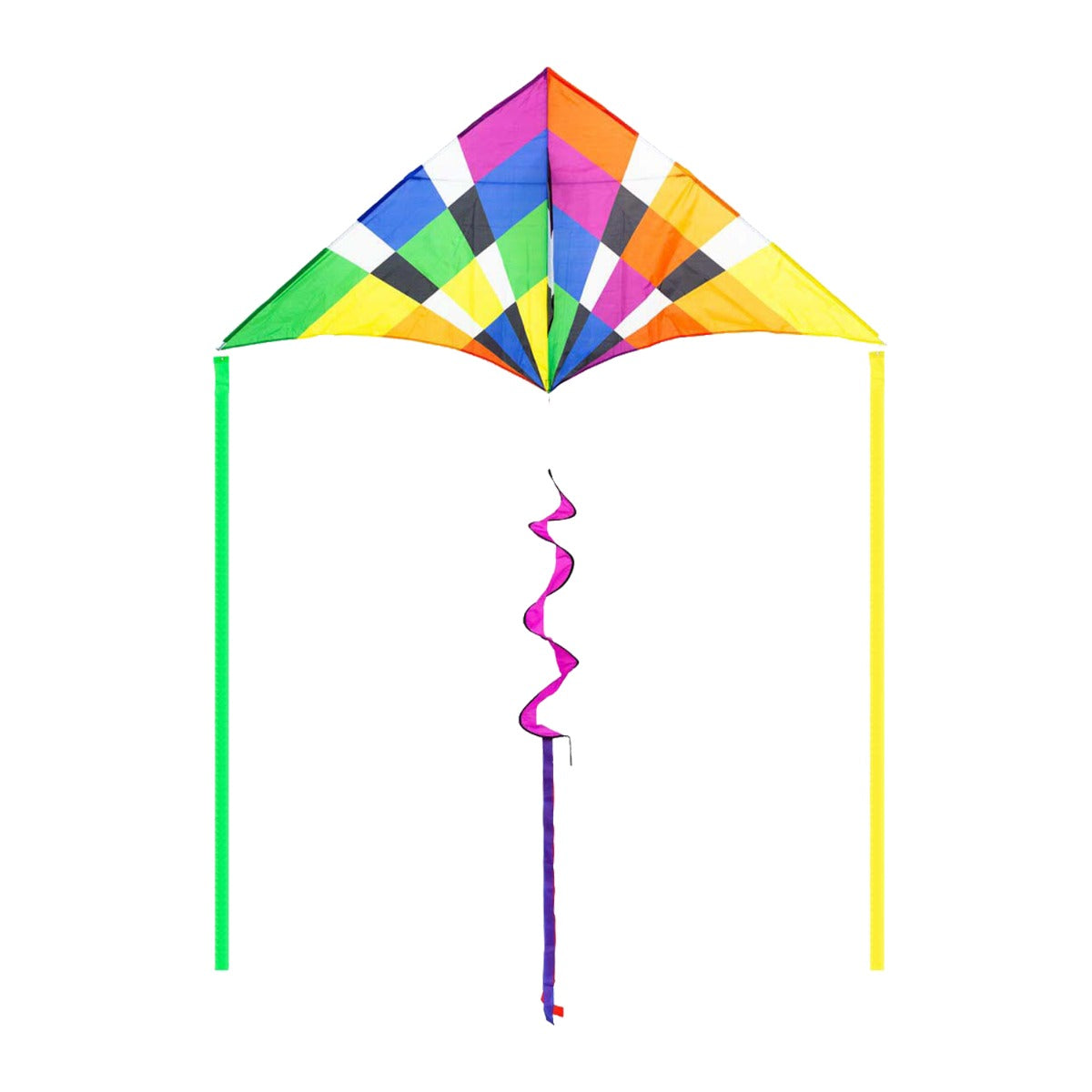 HQ Kinderdrachen Einleiner Drachen HQ Delta XL Rainbow Checker 210 cm Flugdrachen