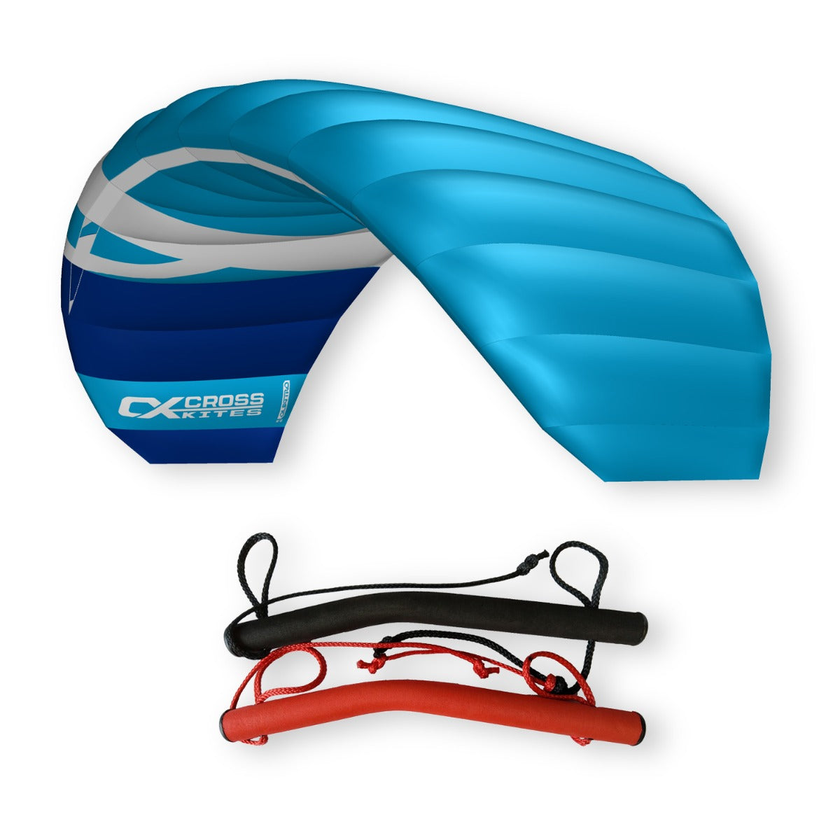 CrossKites Quattro 2.5 Blue Vierleiner Lenkmatte Lenkdrachen mit Handles R2F Kite
