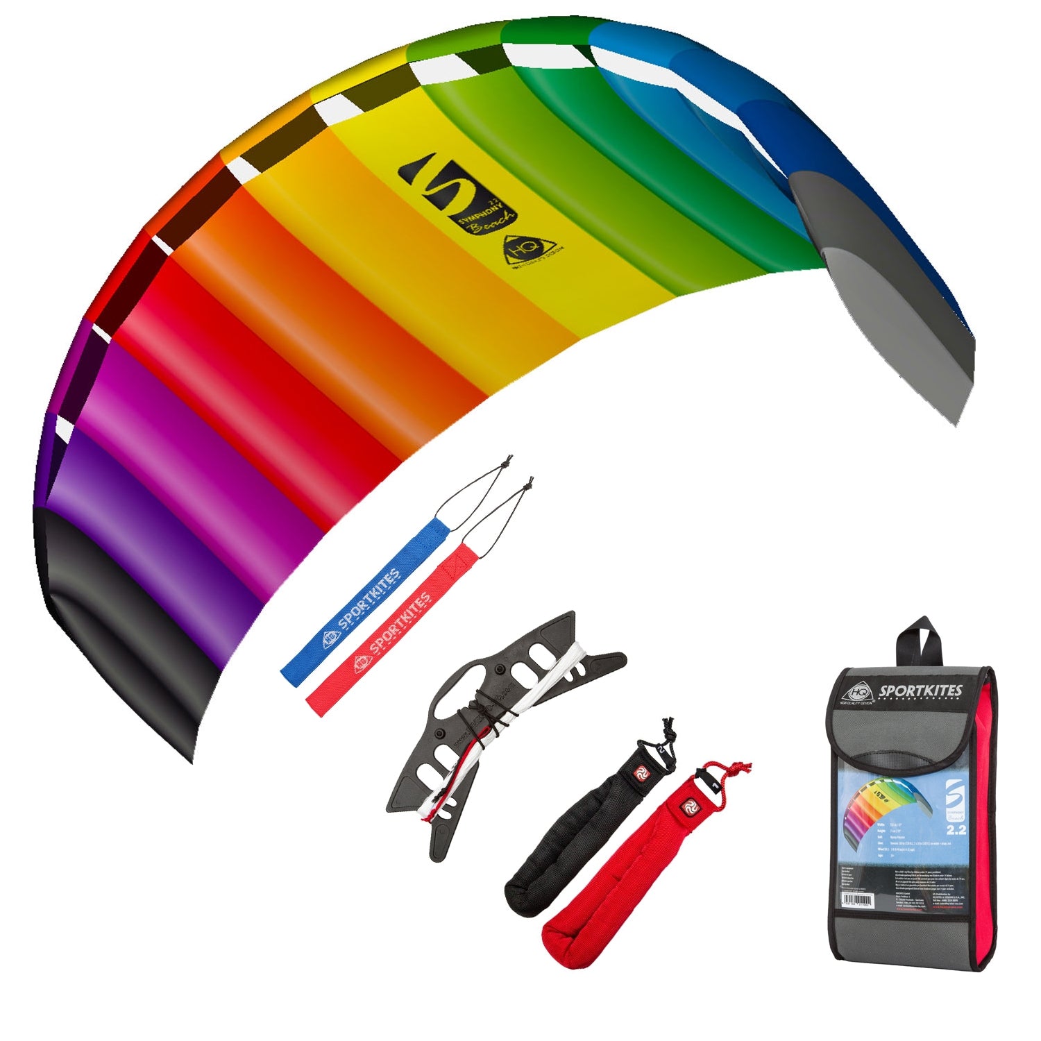 HQ Lenkmatte HQ Symphony Beach III 2.2 Rainbow Bundle Ready to Fly Lenkmatte 2 Leiner Kite Matte