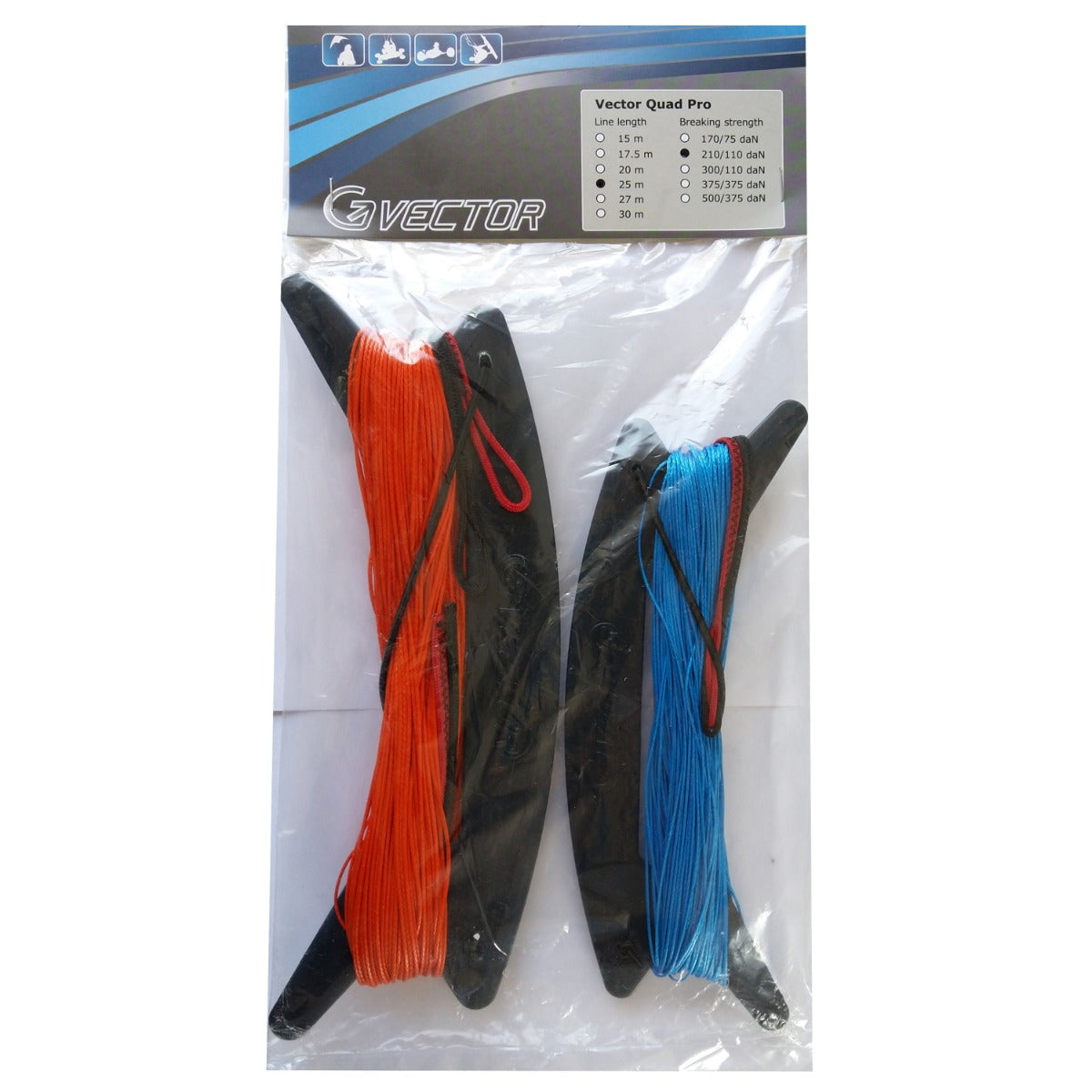 Vector Quad Pro Drachenschnur Dyneema Drachenleine 210/110 Kp 4 x 25 m für Vierleiner Drachen