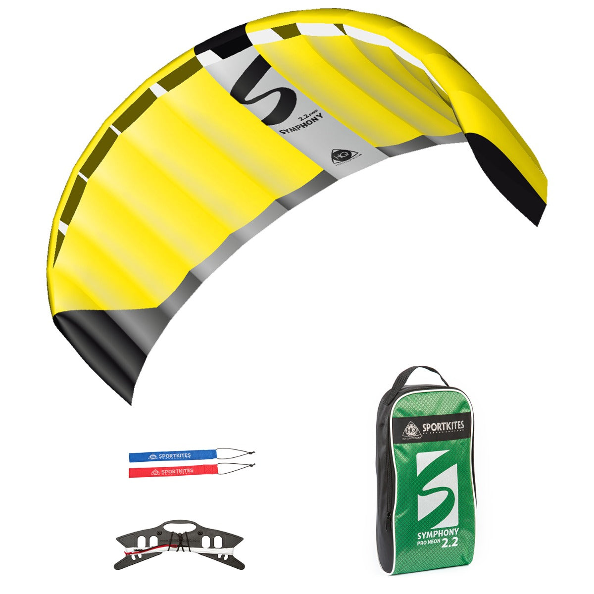 HQ Lenkmatte HQ Symphony Pro 2.2 Neon Yellow Allround Lenkmatte 2 Leiner Kite Matte