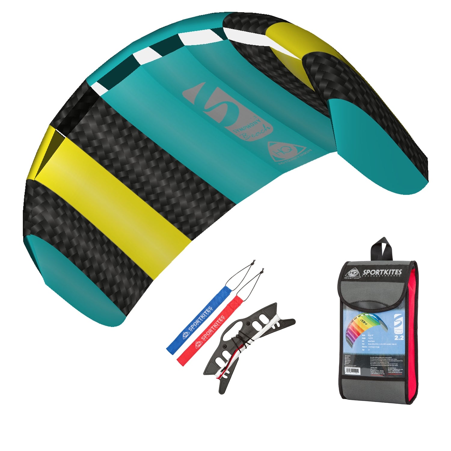 HQ Lenkmatte HQ Symphony Beach III 1.3 Aqua Ready to Fly Lenkmatte 2 Leiner Kite Matte