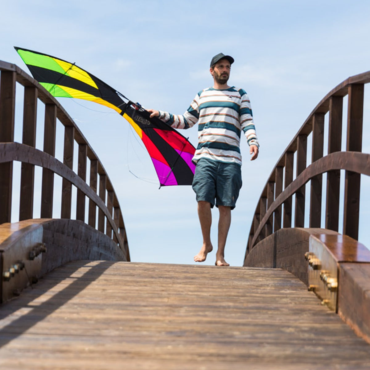 HQ Vierleiner Lenkdrachen HQ Mojo Rainbow Drachen Quad Flugdrachen