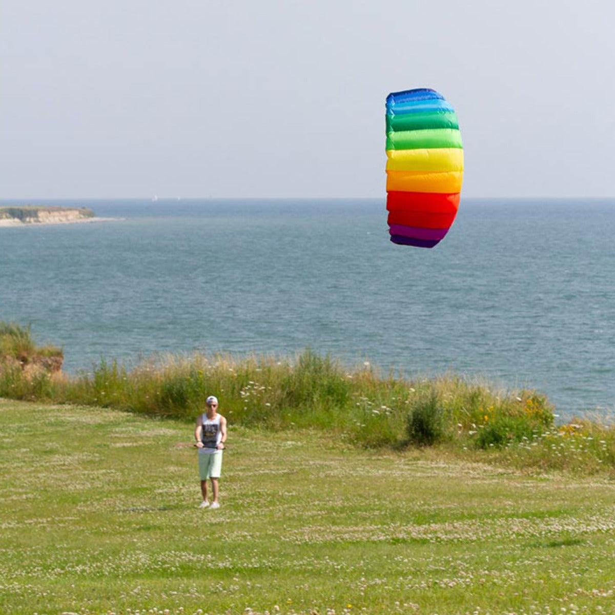 HQ Lenkmatte HQ Symphony Beach III 1.3 Sport PLUS Rainbow Controlbar und Lenkschlaufen Allround Lenkdrachen Kite