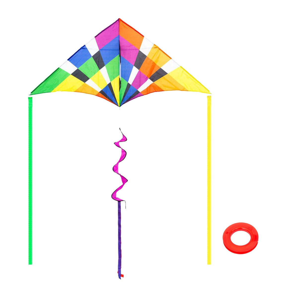 HQ Kinderdrachen Einleiner Drachen HQ Delta XL Rainbow Checker 210 cm Flugdrachen