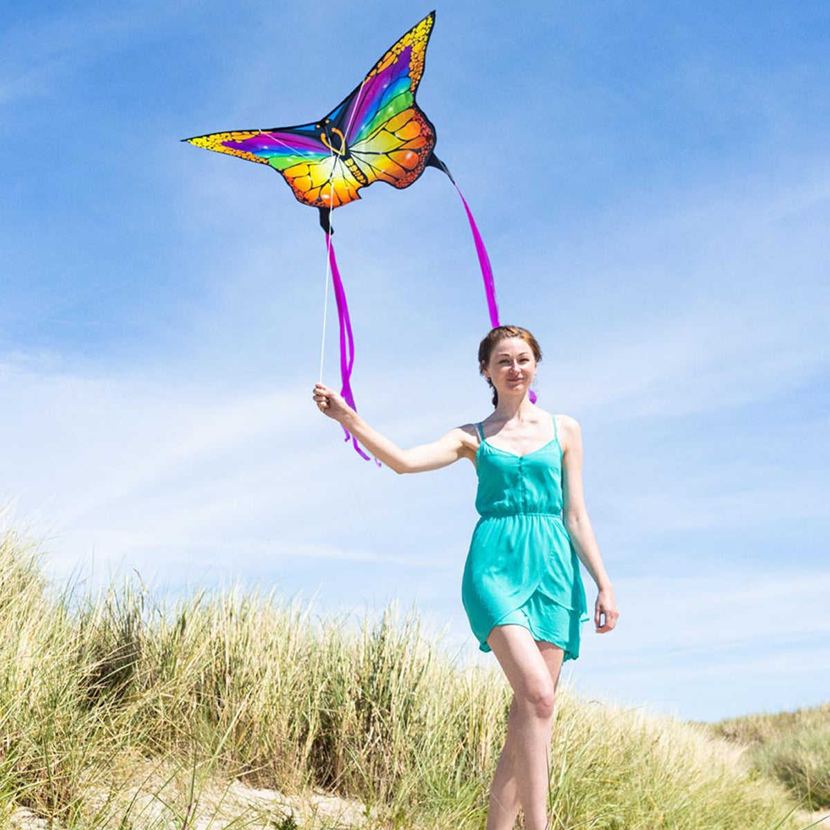 HQ Kinderdrachen Einleiner Drachen HQ Butterfly Kite Rainbow Schmetterling Flugdrache