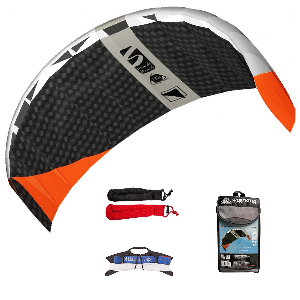 HQ Lenkmatte HQ Symphony Beach III 2.2 Carbon Racer Bundle Ready to Fly Lenkmatte 2 Leiner Kite Matte