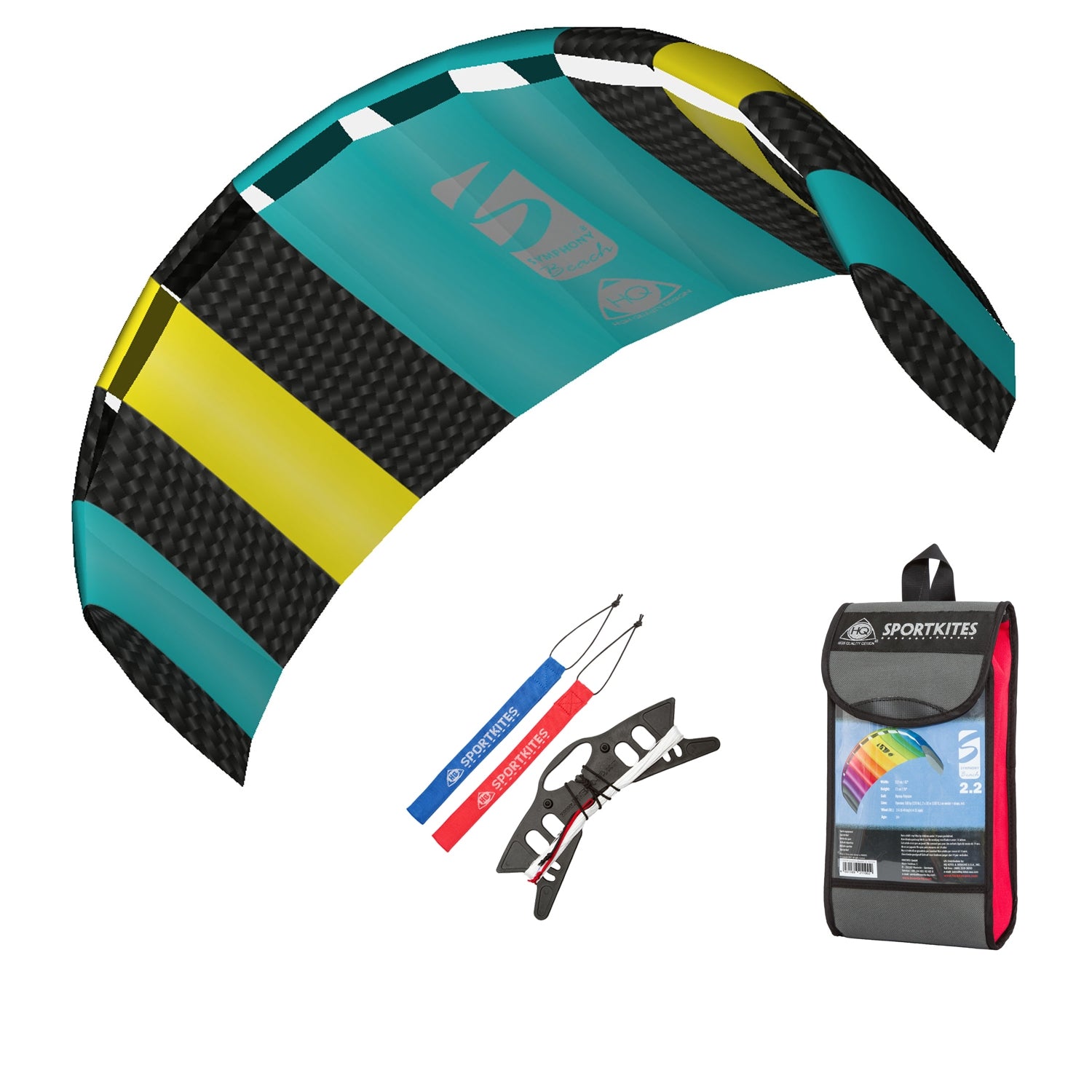 HQ Lenkmatte HQ Symphony Beach III 1.8 Aqua Ready to Fly Lenkmatte 2 Leiner Kite Matte
