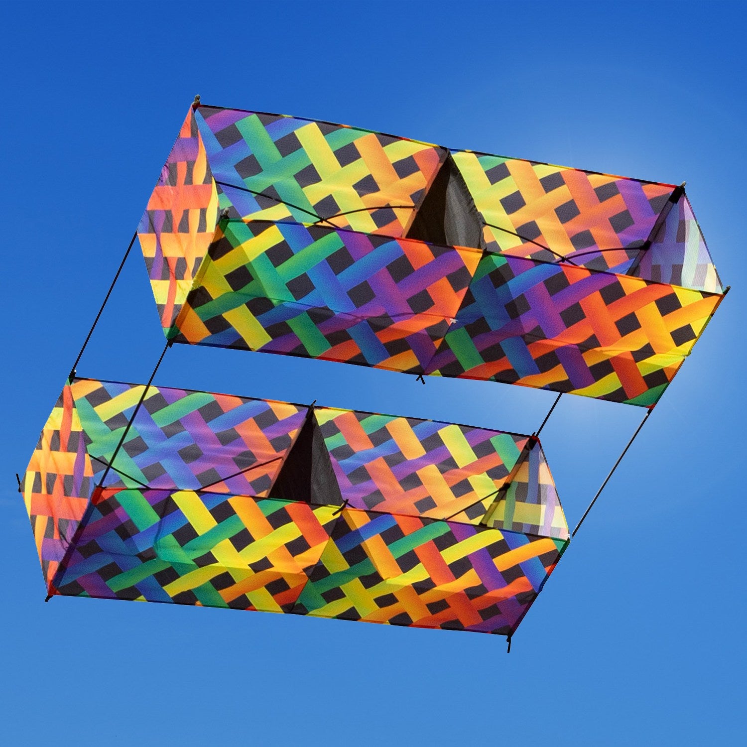 Kastendrachen Einleiner Drachen HQ Hargrave Box Kite Rainbow Mesh Flugdrachen