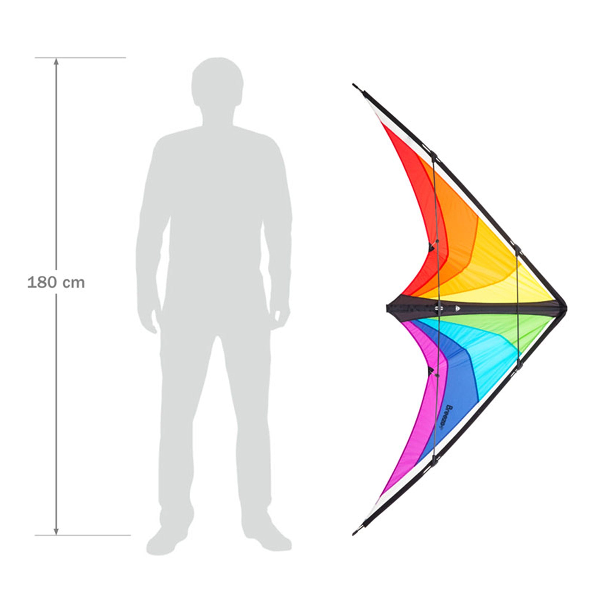 HQ Kinderdrachen Zweileiner Lenkdrachen HQ Breezo Rainbow R2F 170 cm