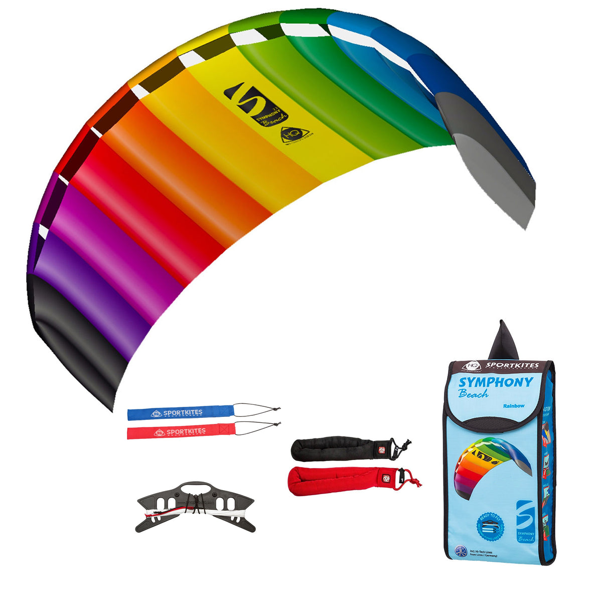HQ Lenkmatte HQ Symphony Beach III 2.2 Rainbow Bundle Ready to Fly Lenkmatte 2 Leiner Kite Matte