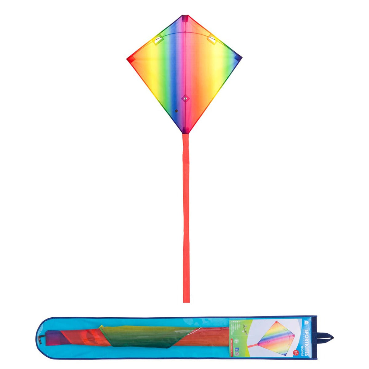 HQ Kinderdrachen Zweileiner Lenkdrachen HQ Dancer Rainbow II Expansion Kite inkl. 15 m Drachenschwanz Flugdrache