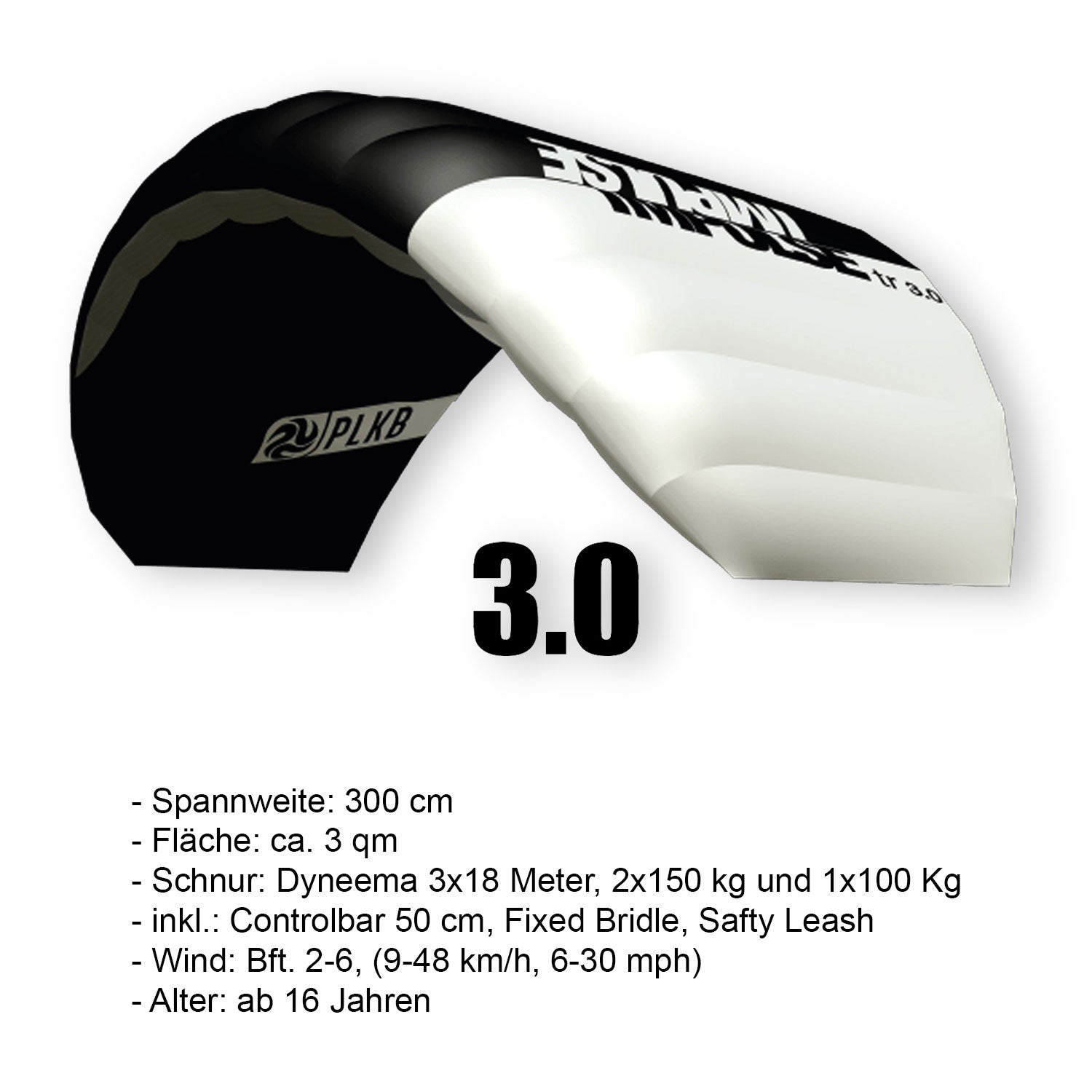 PLKB Impulse TR Trainer Kite | Lenkmatte 3 Leiner mit Bar und Kite Killer Lenkdrachen Matte R2F Powerkite | von Peter Lynn Kites