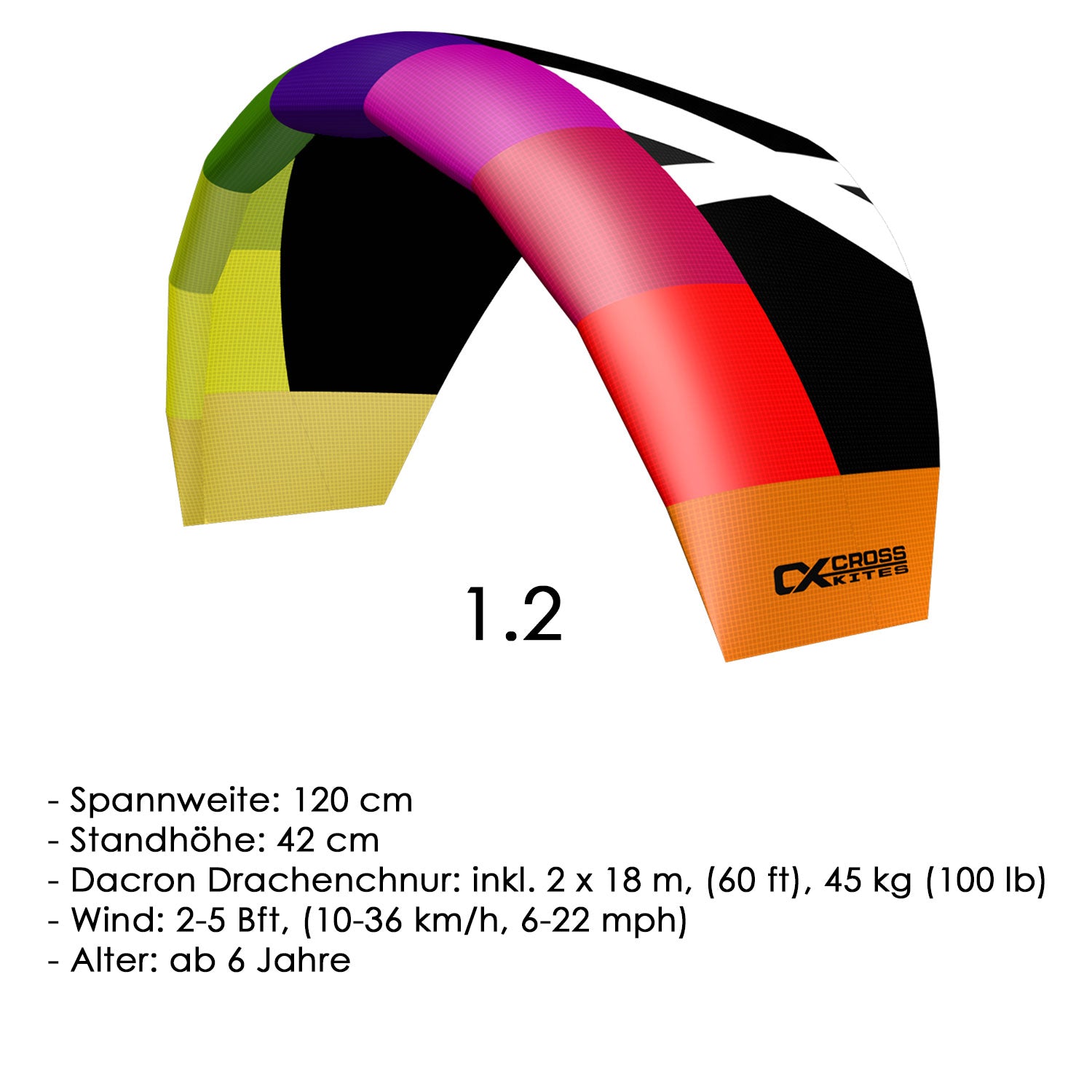 CrossKites Rio Lenkmatte 2 Leiner | Single Skin Lenkdrachen Matte flugfertig | verschiedene Größen