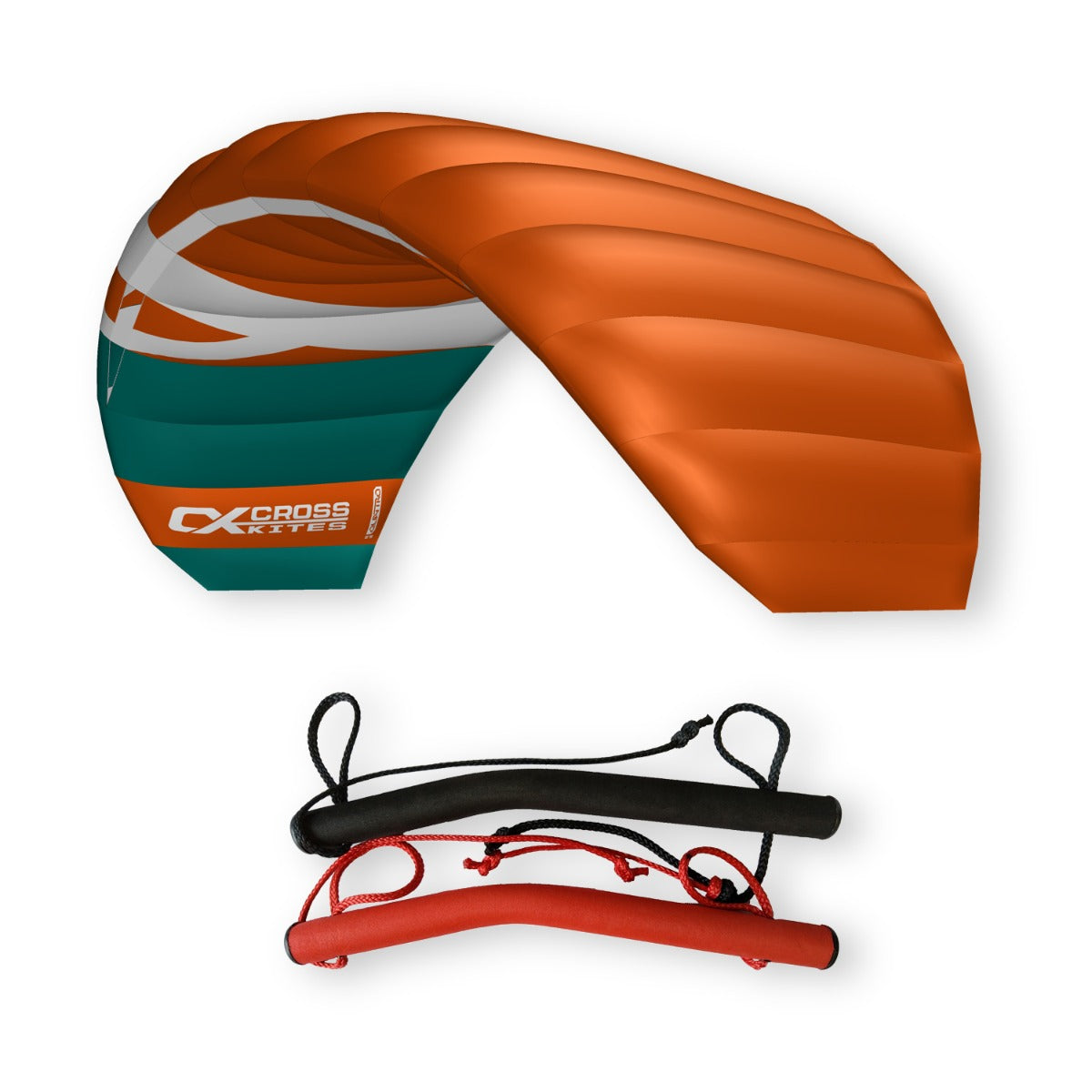 CrossKites Quattro 3.5 Orange Vierleiner Lenkmatte Lenkdrachen mit Handles R2F Kite